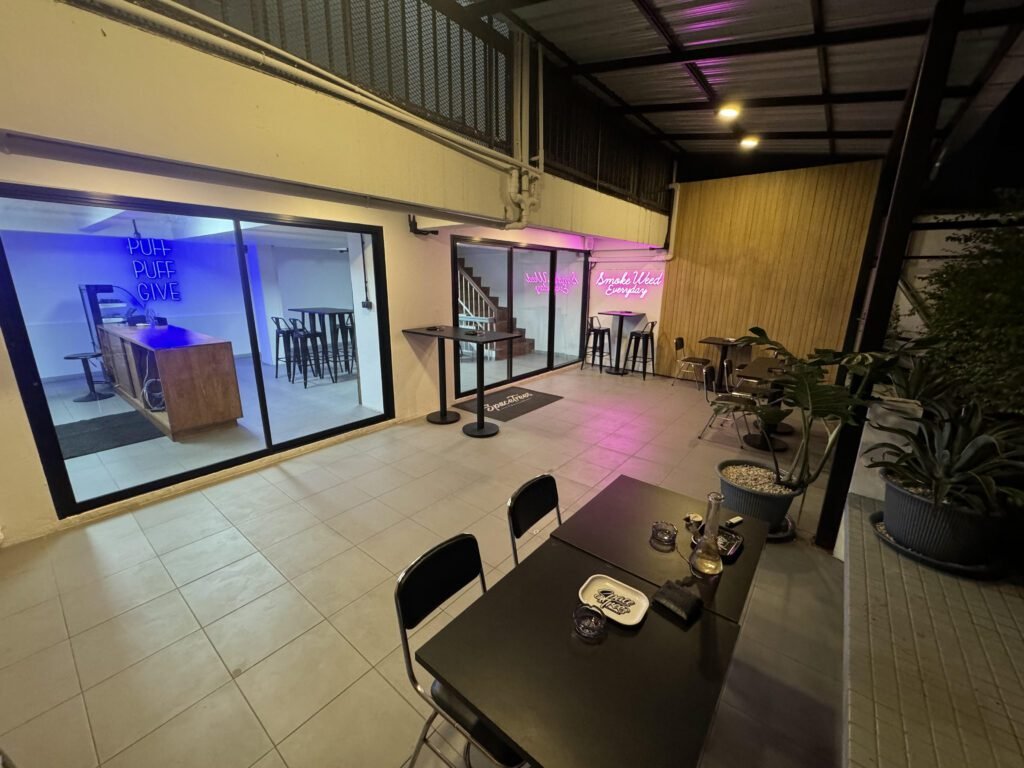 Space Trees balcony at night for Cannabis Consumption