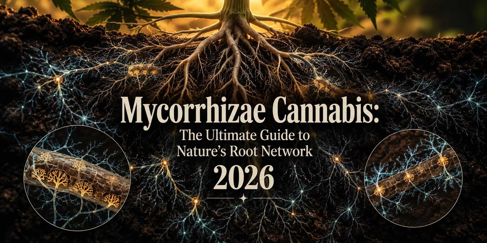 Mycorrhizae cannabis — mycorrhizal fungal network extending through living soil beneath cannabis roots at Space Trees Chiang Mai