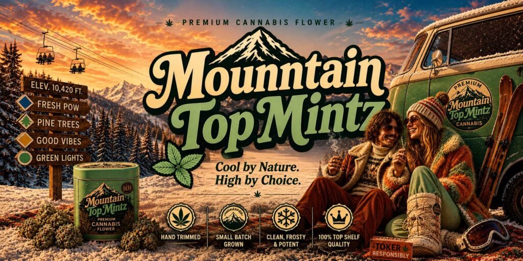Mountaintop Mintz strain cannabis flower by Humboldt Seed Company — Space Trees Chiang Mai living soil