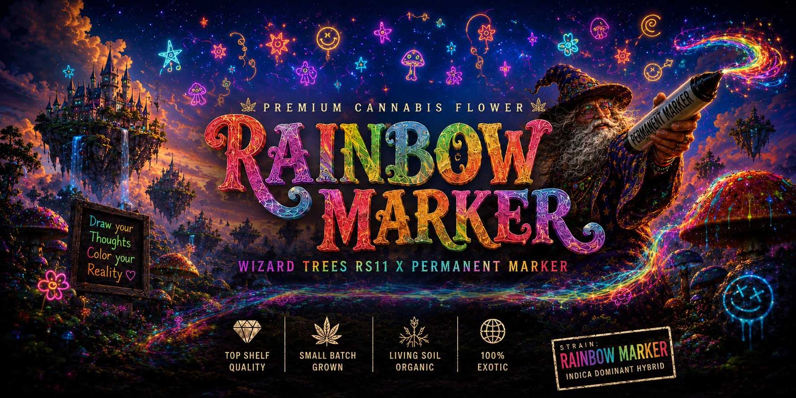 Rainbow Marker Cannabis Strain Space TRees Living Soil
