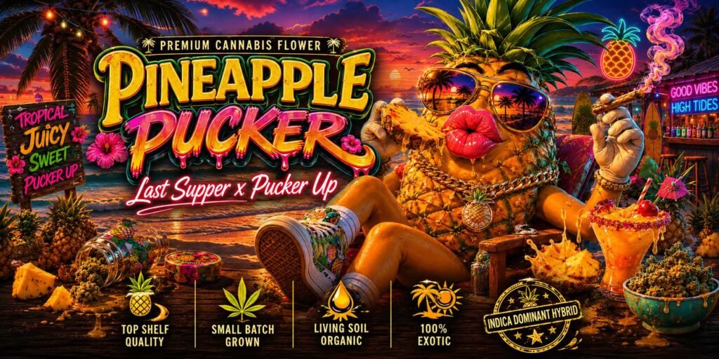 Pineapple Pucker strain cannabis flower by Solfire Gardens — Space Trees Chiang Mai living soil