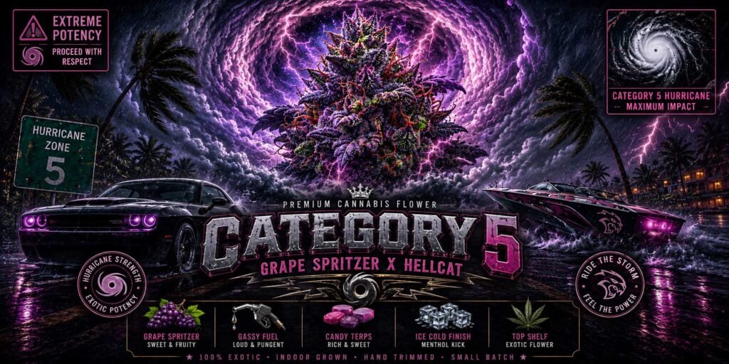 Category 5 strain cannabis flower by Offensive Selections — Space Trees Chiang Mai living soil