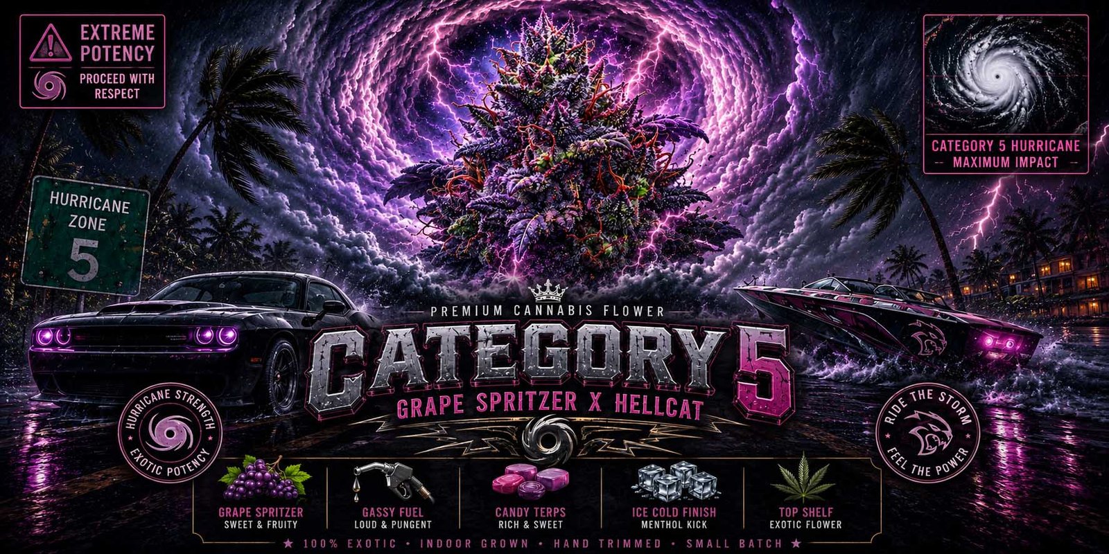 Category 5 strain cannabis flower by Offensive Selections — Space Trees Chiang Mai living soil
